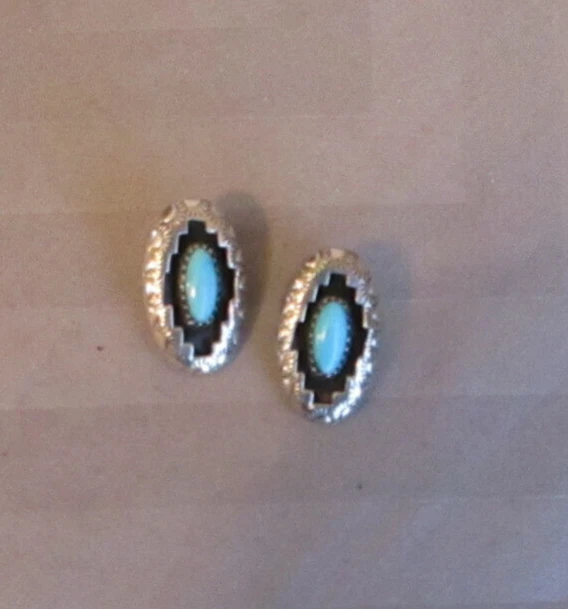 Vintage Sterling Turquoise Earrings ~ Signed Rp ~ Renell Perry ~ Navajo