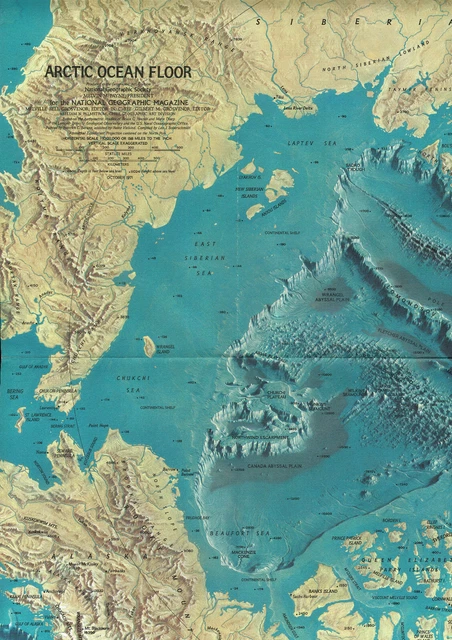 1970s Vintage Arctic Ocean Abyssal Plain Wall Map (folded) 2