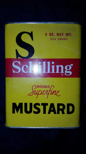 Vintage McCormick Schilling Double Superfine Mustard 4 oz. metal spice tin