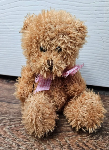 KEEL TOYS BROWN Sitting Teddy Bear With Pink And White Bow Plush 7" £6. ...