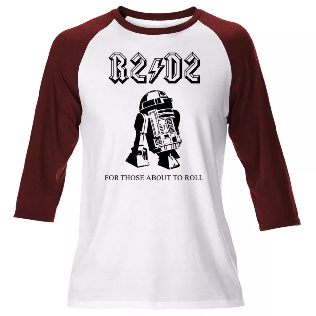 Hommes R2D2 Drôle 3/4 Manche Star Wars Rock Thème T-Shirt Classique Jedi