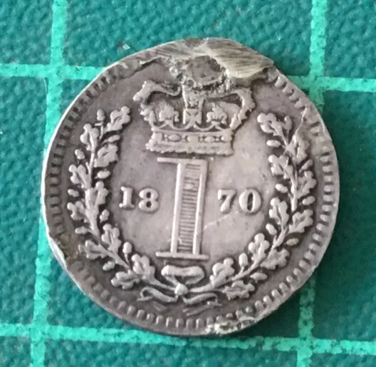 British Victoria Tiny 1870 Silver Penny Coin from Maundy Set