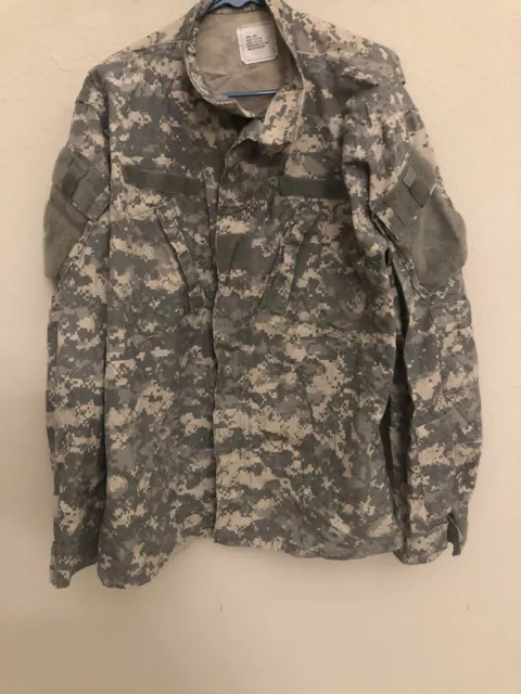 US Military Issue Army Combat Uniform ACU Camo Coat Jacket FRACU Size Large Long