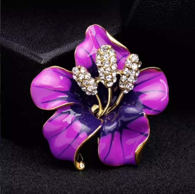 AU Retro Rhinestone Bridal Bouquet Pin Vintage Blossom Flower Wedding Brooch
