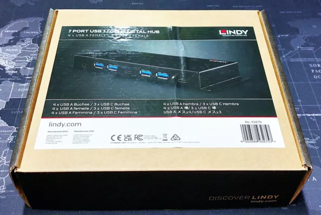 LINDY 7 Port USB 3.2 Gen 2 Metall Hub ~ 43275