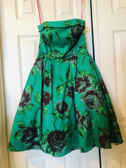 BETSEY JOHNSON SEX And The City Green Printed Silk Taffeta Strapless Dress  4 $349.00 - PicClick