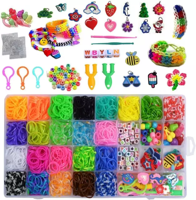 Loom Bands Kit,Rubber Bands Kit for Girls/Boys 23 Colors with Clips Charms Beads