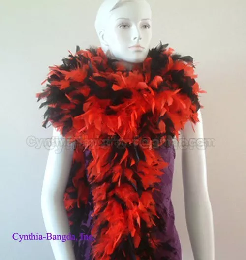 Red/Black mix 180 Grams Chandelle Feather Boa Dance Party Halloween Costume