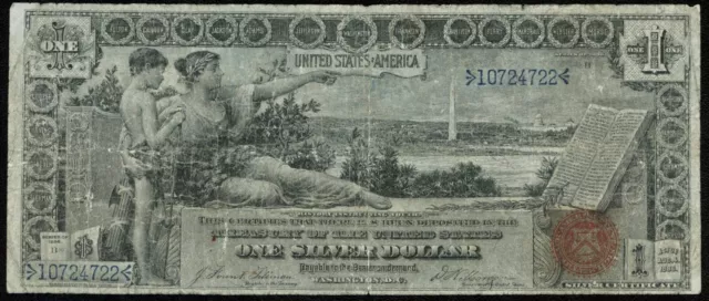 1896 $1 One Dollar Educational Silver Certificate Note Fr#224