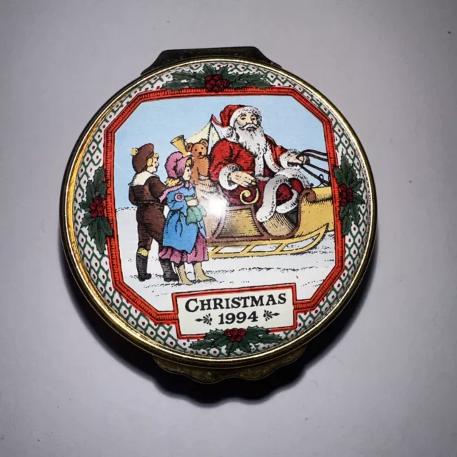 HALCYON DAYS ENAMEL TRINKET BOX - 1994 - Christmas