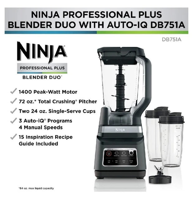 NINJA PROFESSIONAL PLUS Blender DUO with AutoiQ Black (DB751A) Brand