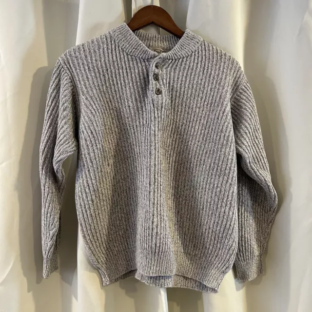 LL BEAN MEN'S ribbed cotton sweater Large Chunky Knit $39.99 - PicClick