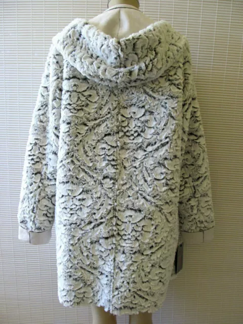 $199 Adrienne Landau Off White/ Mix Reversible Faux Fur Coat Size M - Nwt . 3