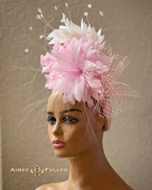 Pink Kentucky Derby Fascinator Royal Ascot White Del Mar Races Hat Melbourne Cup