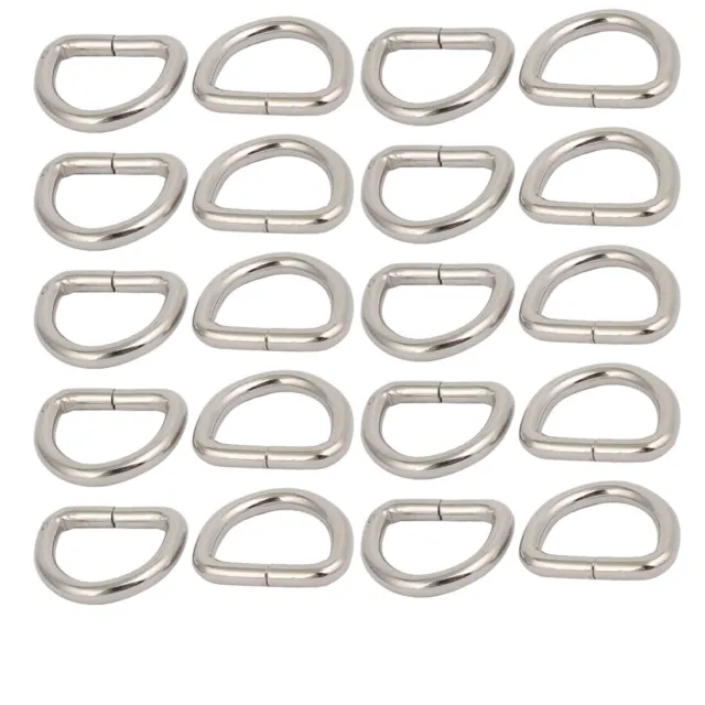 20mm Inner Width Metal Half Round Shaped Non Welded D Ring Silver Tone 20pcs