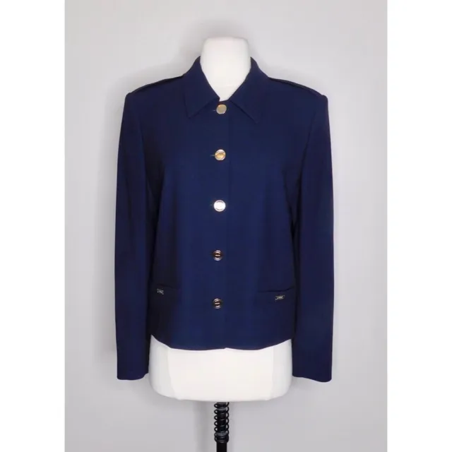 ESCADA Margaretha Ley Navy Blue Buttoned Blazer Jacket Classic Euro 36 or US 6