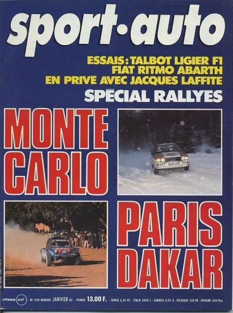 SPORT AUTO n°240 01/1982 MONTE CARLO DAKAR FIAT RITMO ABARTH + ENCART