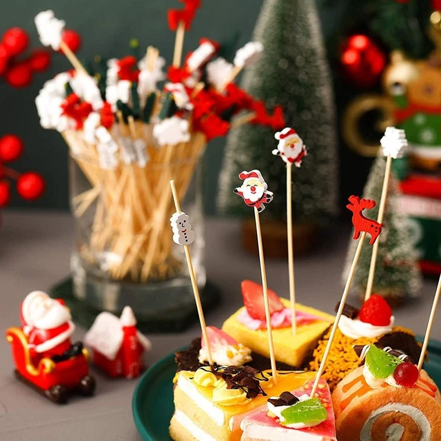 Elch Weihnachten Zahnstocher Weihnachts mann Früchte Bambus Zahnstocher