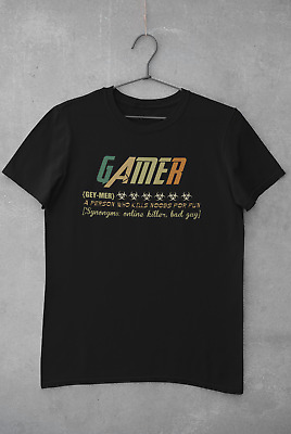 Funny Gaming T Shirt GAMER DICTIONARY DEFINITION Kills Noobs For Fun Gey-Mer