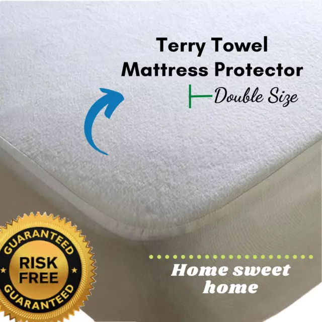 Neuf Terry serviette imperméable matelas de lit protection housse de drap ajustée - Double 2