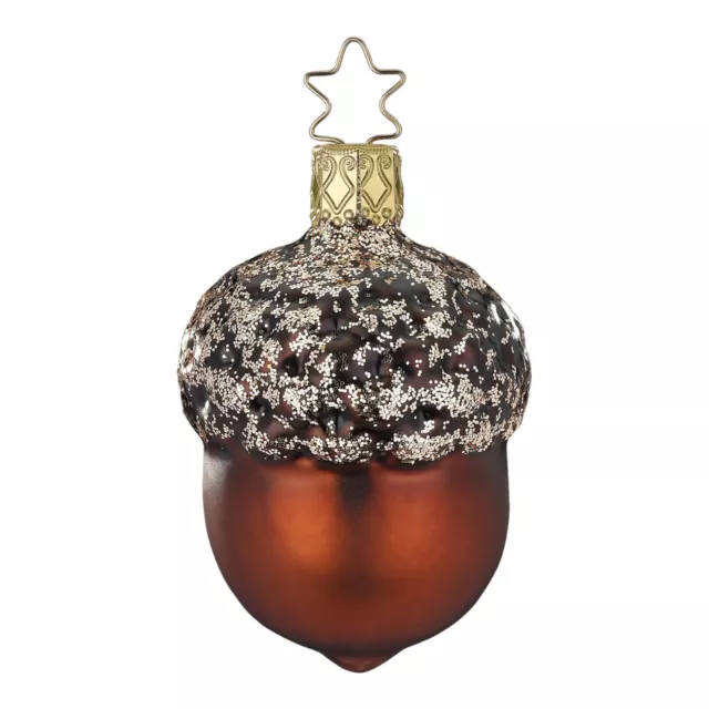 Inge Glas Acorn German Glass Christmas Ornament FREE BOX 2.8 Inch Brown