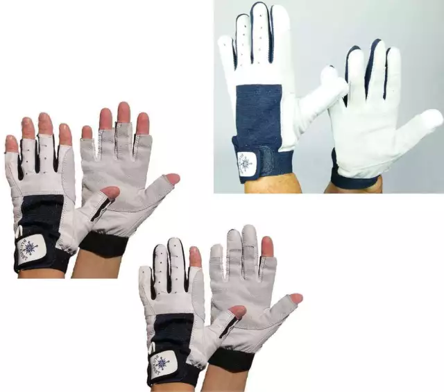 BluePort PROFI Robuste Segelhandschuhe Leder Gr. 5-11 Segeln Handschuhe Gloves