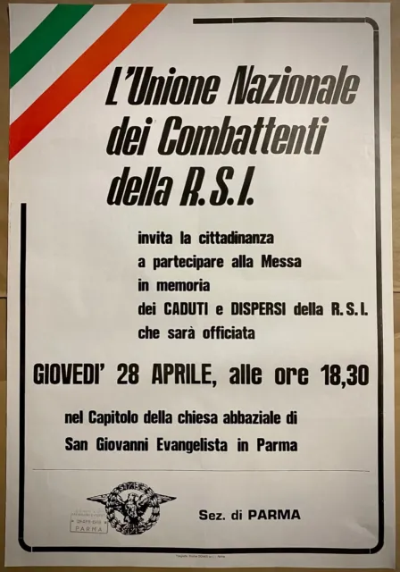 Union Nationale Kampfgruppen Der R.S.I Poster originale-Parma-1988-