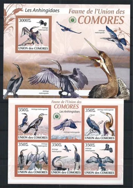 Comores Comoros 2009 Mini Sheet Block Set Minr : 2372 - 76, 515 MNH Birds Imperf