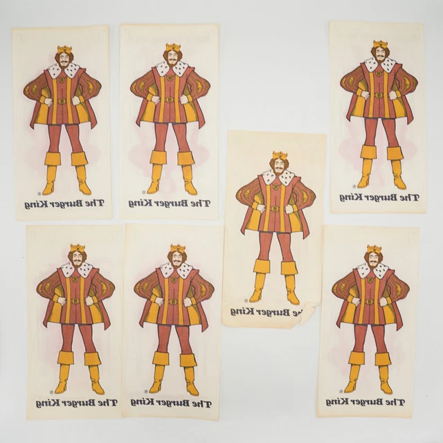 Lot of 7 Vintage Burger King Mascot Iron On T Shirt Heat Transfers 1970s