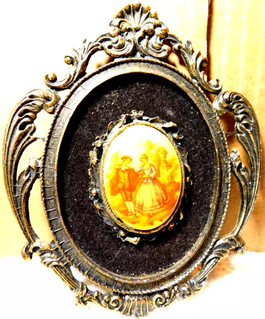 APP~Victorian Mini Picture & Frame 24 kt. Gold Plated OLD 30's-50's RARE!!