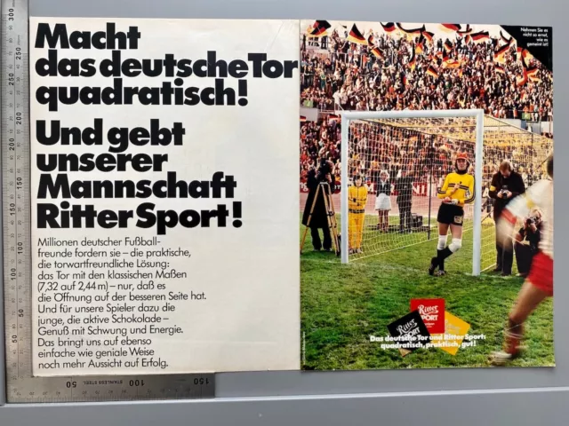 Ritter Sport Quadratisch Fußball WM Original Vintage Advert Werbung 1974 Reklame