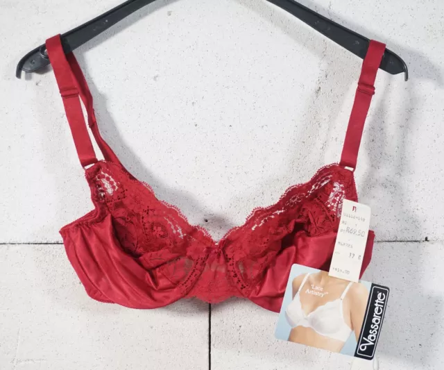 Original Vassarette Lace Artistry BH Büstenhalter mit Spitze rot Größe 32 C