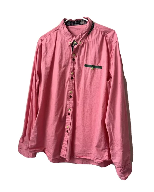 Coofandy Mens Casual Coral Dress Shirt Button Down Long Sleeve Size XL Paisley
