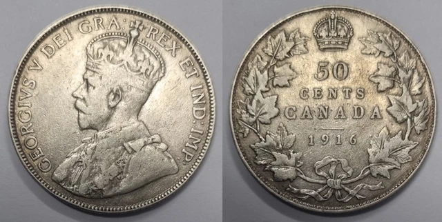 Canada 50 cents 1916 VF det