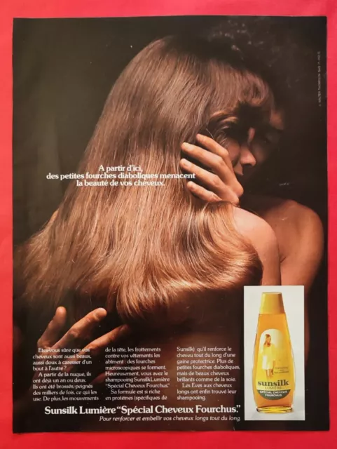 Publicité presse: Soins des cheveux Shampoing SUNSILK Lumière 1974