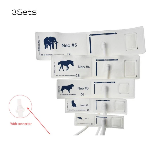 NIBP Blood Pressure Cuff For Cat Dog Veterinary Monitor-3Set of Animals Pet