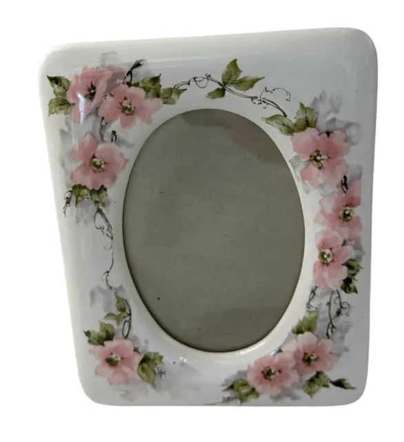 Pink Flower  Floral Picture Frame  Ceramic Vintage