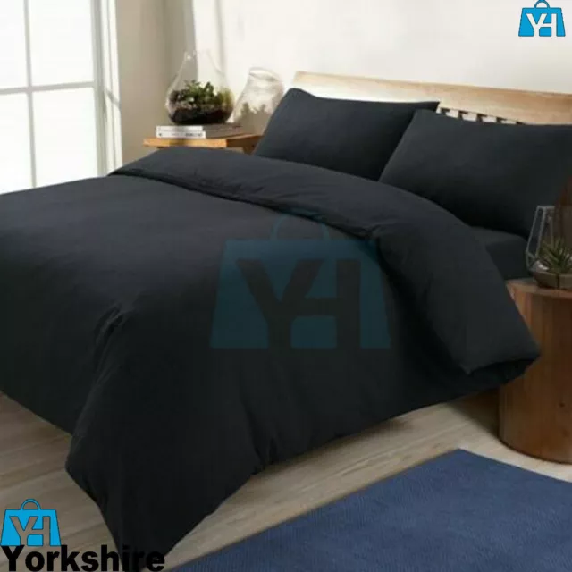 New Jersey Melange Plain Yarn Dyed Charcoal Duvet Cover Bed Set XMAS Gift 2023