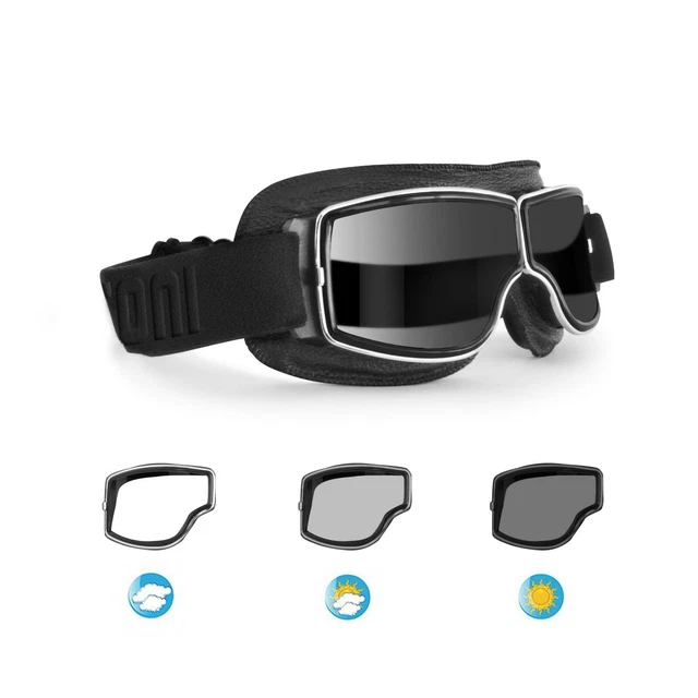 Lunettes Moto Photochromiques Bertoni 112 - Polarisées Ventilées - Élastique Réglable - Sports Extrêmes