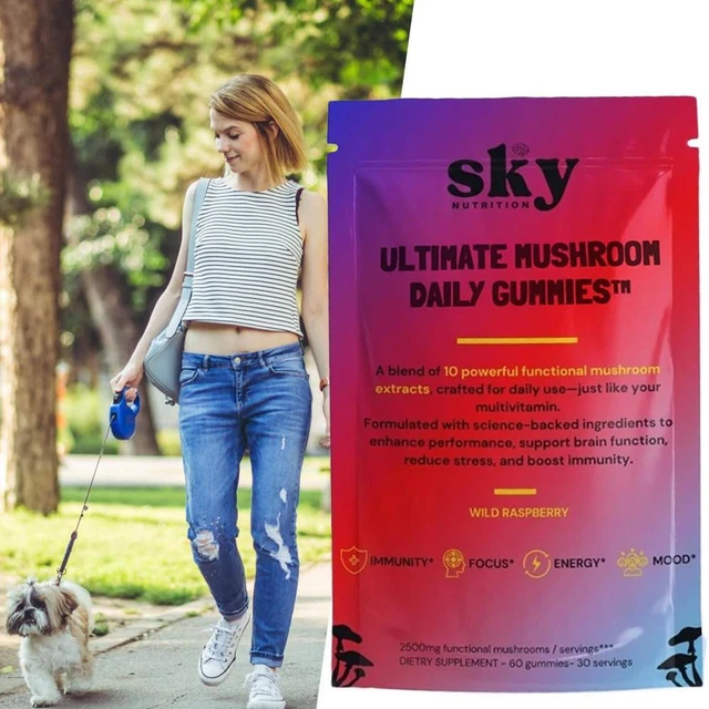 SKY NUTRITION MUSHROOM GummiesImmune Support&Energy Boost w/ 12Blend