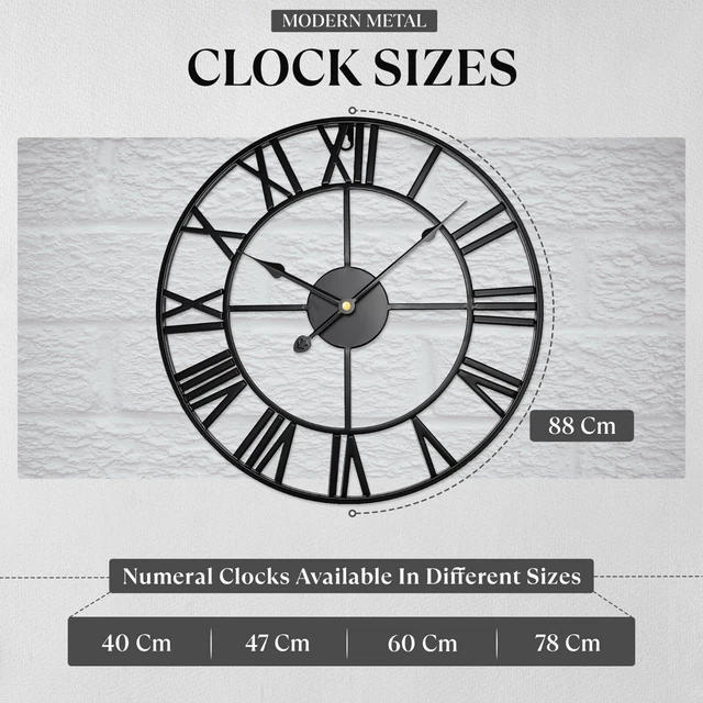 EXTRA LARGE ROMAN Numerals Skeleton Wall Clock Big Giant Open Face ...
