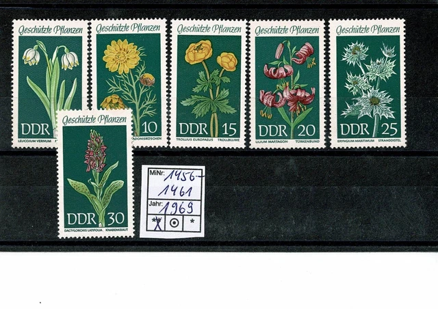 DDR, postfrisch, Geschützte heimische Pflanzen (II)),  1969, MiNr. 1456 - 1461