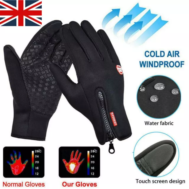 Winter Warm Windproof Waterproof Fleece Lined Thermal Touch Screen Gloves Unisex