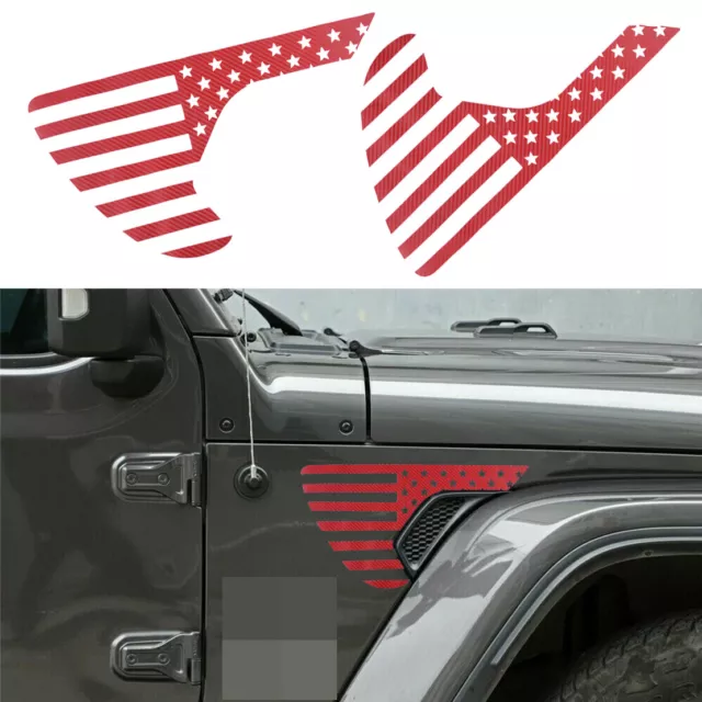 American Flag Fender Vent Decals Fits For Jeep Wrangler JL JT Gladiator 2018-20
