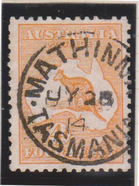 (F236-108) 1913 AU 4d orange Kangaroo stamp (DH)