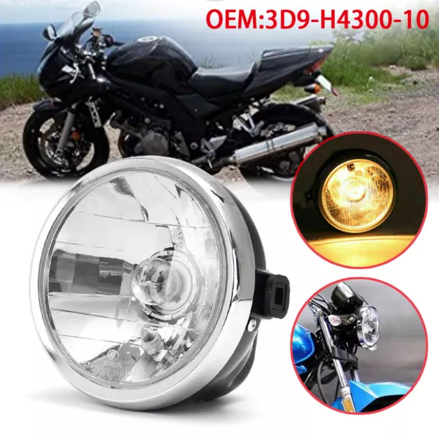 7 inch 12V Motorcycle Headlight Amber Lamp Halogen For Yamaha YBR 125 2005-2013