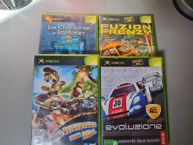 Lot 4 Jeux Racing Evoluzione + Fuzion Frenzy + Les Chevaliers De Baphomet . Xbox