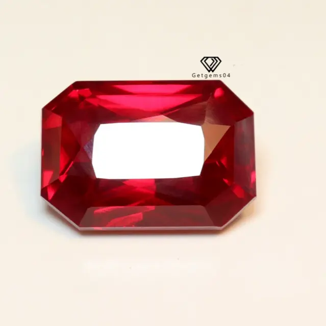 AAA+ 22.10 Ct. Natural Pigeon Blood Red Ruby Faceted Emerald Cut Loose Gemstone