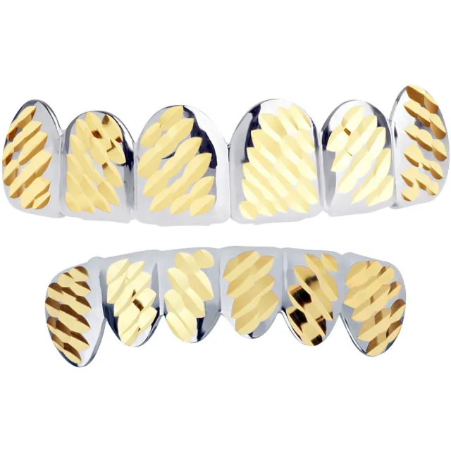 Silber Grillz - One size fits all - Diamond Cut IV - SET