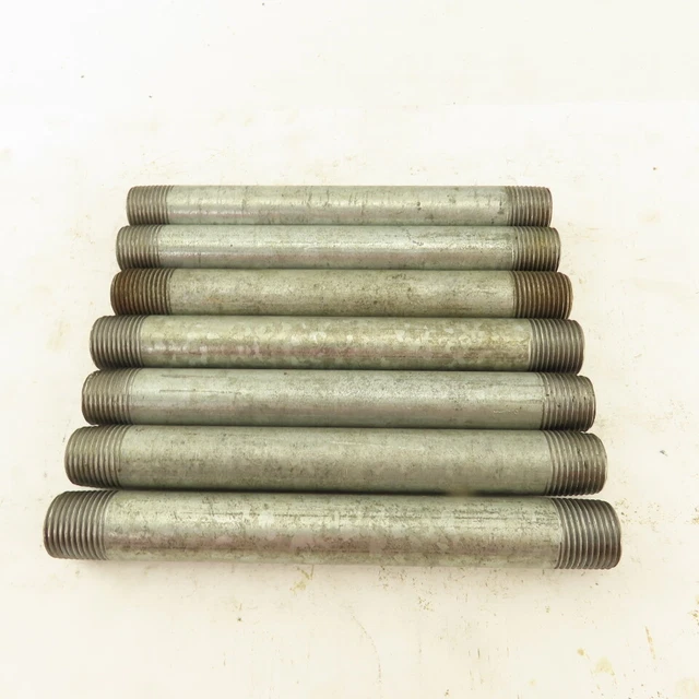 3/8" NPT x 5-1/2" Galvanized Iron Pipe Nipple Fitting Schedule 40 Lot of 7